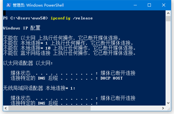 ipconfig /release